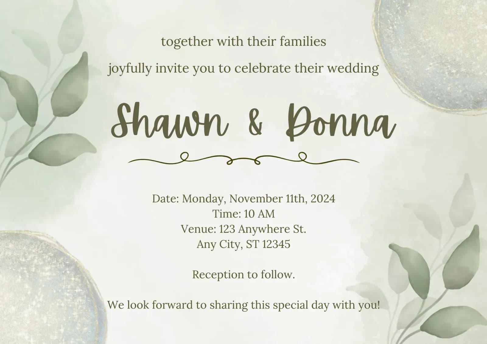 Wedding celebration template